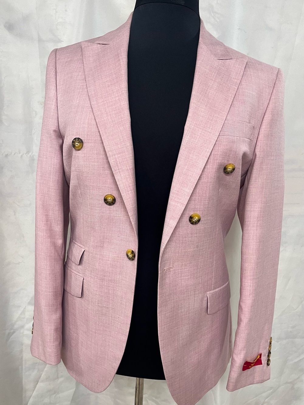 Men's Double-Breasted Pink Blazer with Gold Buttons